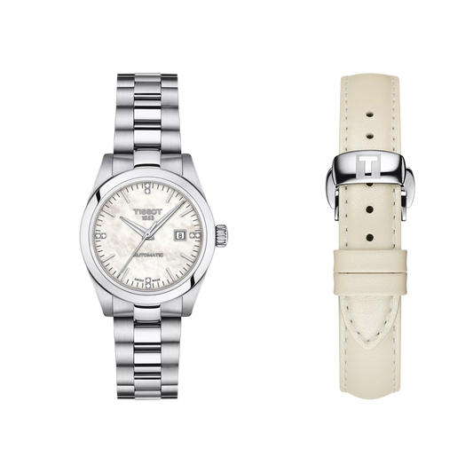 Tissot Stainless Steel T-My Lady Automatic with Mother of Pearl Dial and Additional Gray Strap