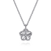Gabriel & Co. Sterling Silver Diamond Bujukan Frame Flower Diamond-Cut Pendant