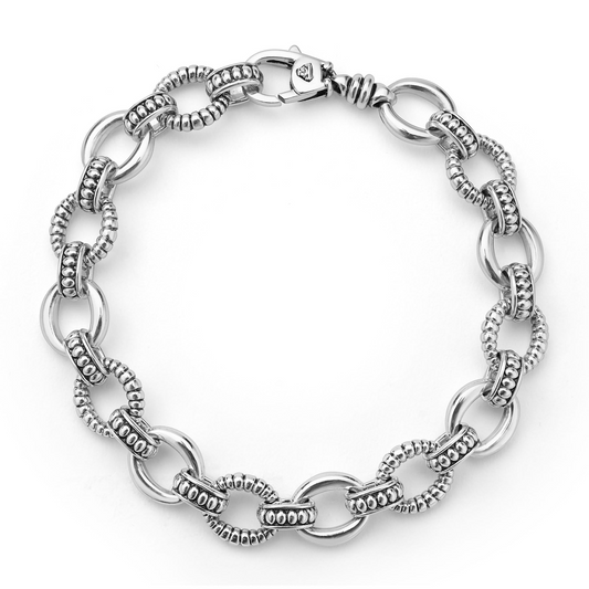 Lagos Sterling Silver 10mm Fluted Oval Link Bracelet