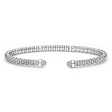 Lagos Sterling Silver Caviar Diamond Mini Versa Torque Bracelet with Diamonds