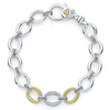 Lagos Sterling Silver and18K Yellow Gold Single Station Caviar Lux Diamond Link Bracele