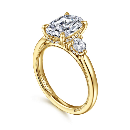Gabriel & Co. "Abbi" 14K Yellow Gold 3 Stone Diamond Engagement Ring Mounting
