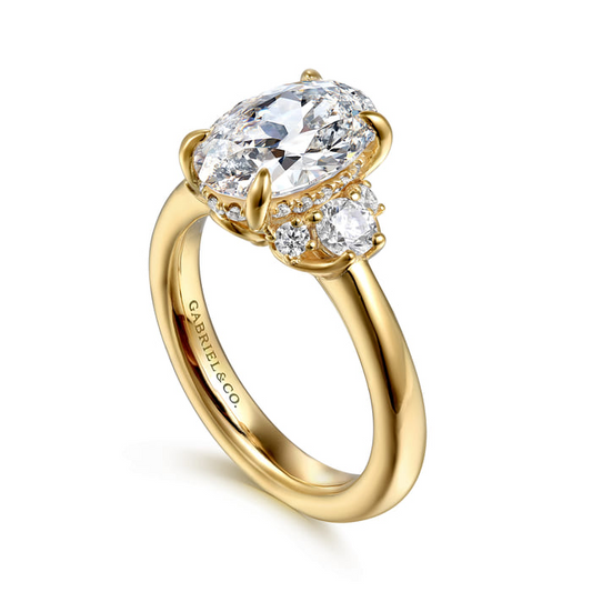 Gabriel & Co. 14K Yellow Gold Oval Lotus Diamond Engagement Ring Mounting
