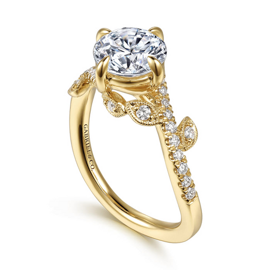 Gabriel & Co. "Darcie" 14K Yellow Gold Floral Diamond Engagement Ring Mounting