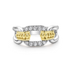 Lagos Sterling Silver & 18K Yellow Gold Signature Caviar Link Diamond Ring