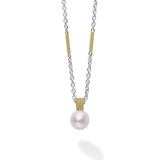 Lagos Two-Tone Pearl Pendant Necklace
