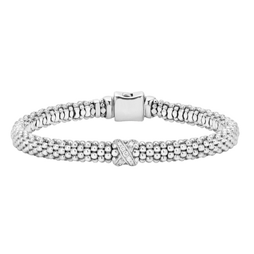 Lagos Sterling Silver Single Station "X" Diamond 6mm Bracelet