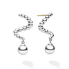 Lagos Sterling Silver Caviar Beaded 28x15mm Drop Earrings with 14K Yellow Gold Post