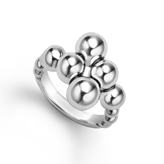 Lagos Sterling Silver Caviar Crossover Ring