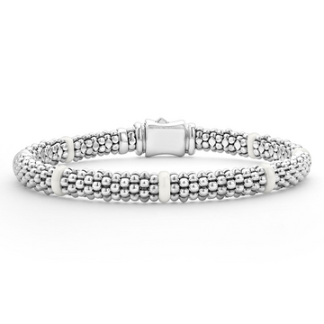 Lagos White Ceramic Station Caviar 6mm Bracelet
