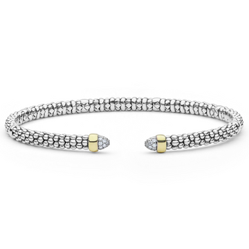 Lagos Two-Tone Diamond Mini Versa Torque 3mm Bracelet