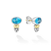 Lagos Two-Tone Swiss Blue Topaz Oval Stud Earrings