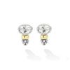 Lagos Two-Tone White Topaz Oval stud Earrings