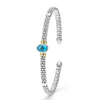 Lagos Two-Tone Swiss Blue Topaz Oval Mini Versa Torque 3mm Bracelet