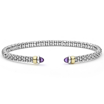 Lagos Two-Tone Amethyst Mini Versa Torque 3mm Bracelet