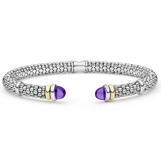Lagos Two-Tone Amethyst Versa Torque 5mm Bracelet