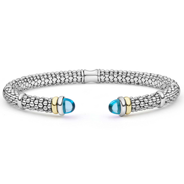 Lagos Two-Tone Blue Topaz Versa Torque 5mm Bracelet