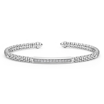 Lagos Sterling Silver Diamond Station Mini Versa Torque 3mm Bracelet