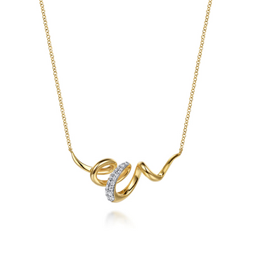 Gabriel & Co 14K Two-Tone Selene Diamond Swirl Bar Necklace