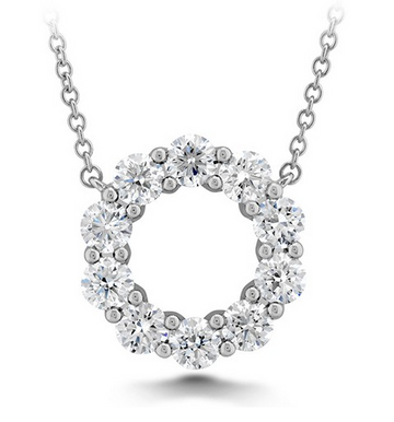 Memoire 18K White Gold Diamond Circle Pendant with Chain