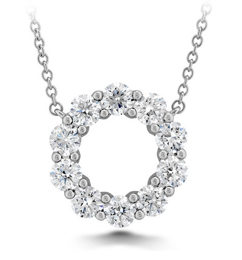 Memoire 18K White Gold Diamond Circle Pendant with Chain