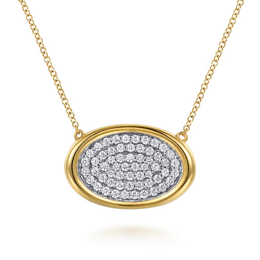Gabriel & Co. 14K  White & Yellow Gold Diamond Oval Pendant Necklace