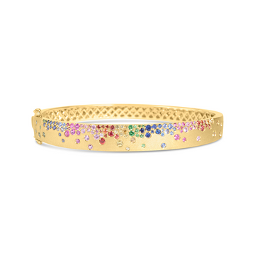Dilamani 14K Yellow Gold Satin Rainbow Sapphire Confetti Signature Bangle Bracelet