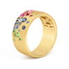 Dilamani 14K Yellow Gold Rainbow Sapphire Confetti Signature Cigar Band Ring
