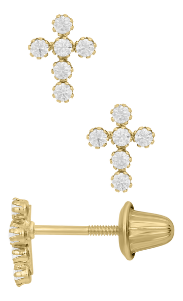 Children's Jewelry 14K Yellow Gold Cross Earrings