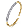 Gabriel & Co.14K White & Yellow Gold Bujukan Beads and Diamond Split Bangle Bracelet