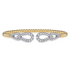 Gabriel & Co.14K White & Yellow Gold Bujukan Diamond Double Teardrop Open Bangle Bracelet