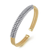 Gabriel & Co.14K White & Yellow Gold Bujukan Diamond Multi Row Split Bangle Bracelet