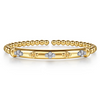 Gabriel & Co.14K White & Yellow Gold Bujukan Beaded and Diamond Clover Cuff Bangle Bracelet