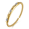 Gabriel & Co.14K White & Yellow Gold Bujukan Beaded and Diamond Clover Cuff Bangle Bracelet