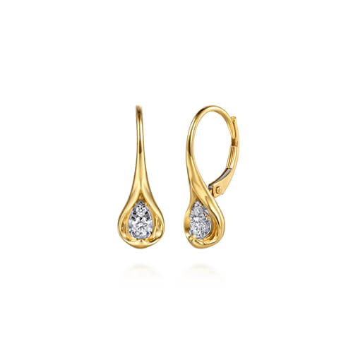 Gabriel & Co.14K White & Yellow Gold Diamond Pear Leverback Earrings