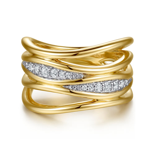 Gabriel & Co.14K Yellow Gold Diamond Easy Stackable Ring