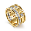 Gabriel & Co.14K White & Yellow Gold Diamond and Half Cube Easy Stackable Ring