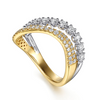 Gabriel & Co.14K White & Yellow Gold Diamond Curved Easy Stackable Ring