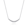 Gabriel & Co.14K White Gold Graduating Diamond Curved Bar Necklace