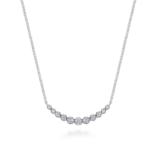 Gabriel & Co.14K White Gold Graduating Diamond Curved Bar Necklace