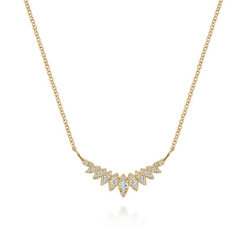 Gabriel & Co.14K Yellow Gold Diamond Marquise Curved Bar Necklace