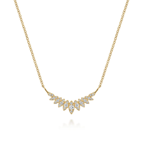 Gabriel & Co.14K Yellow Gold Diamond Marquise Curved Bar Necklace