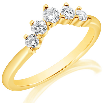14K Yellow Gold Half V-Shape Anniversary Diamond Anniversary Band