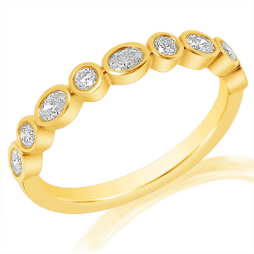 14K Yellow Gold Diamond Half Anniversary Bezel Band