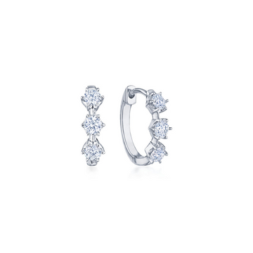 KWIAT 18K White Gold Diamond Starry Night Petite Hoop Earrings