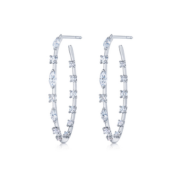 KWIAT 18K White Gold Diamond Starry Night Hoop Earrings