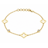 Allison Kaufman 14K Yellow Gold Clover Station and Bezel-Set Diamond Bracelet