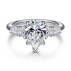 Gabriel & Co. 14K Pear Shape Diamond Semi-Mount Engagement Ring with 1.50 ct. Cushion Natural Diamond