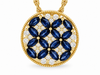 Allison Kaufman 14K Yellow Gold Sapphire and Diamond Patterned Circular Pendant with Chain