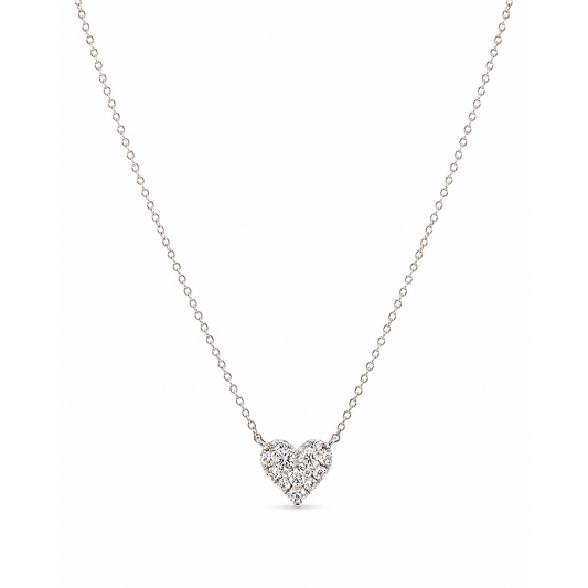 18K White Gold 1/2 Carat Diamond Heart Pendant and Chain